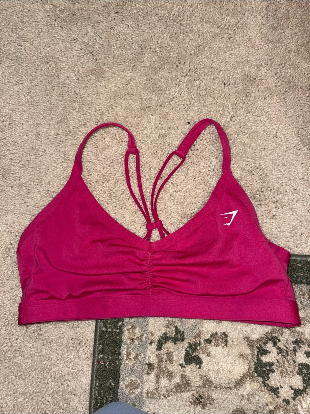 Gymshark Magenta Double-Strap Ruched Sports Bra